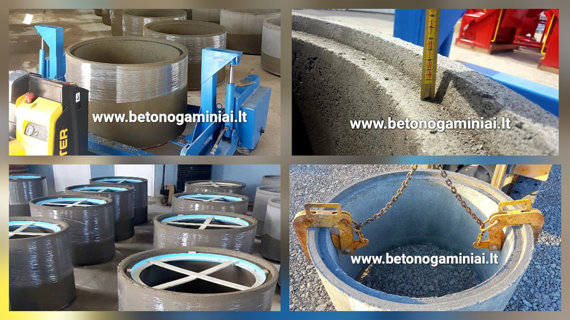 Betoninių žiedų gamyba: formos, presavimas, gatavi žiedai